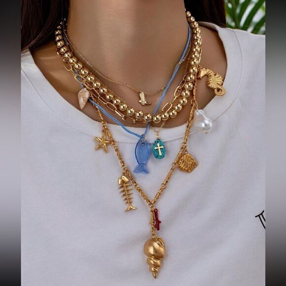 Boho seashell summer necklace M551 - Picture 2 of 4